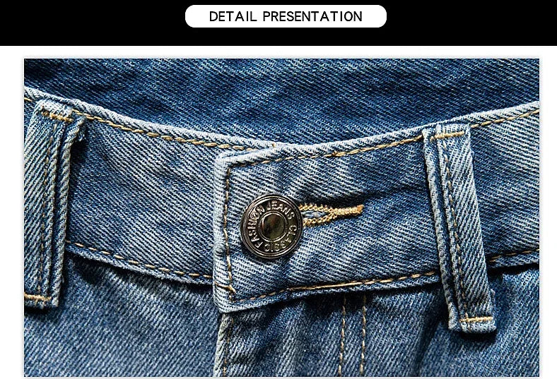 Summer Thin Bermuda Jeans Men's High Street Straight Shorts Fashion Casual Blue Classic Style Male Clothes Short Pants