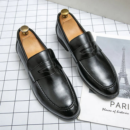 Mens Dress Wedding Fashion Office High Quality Leather Comfy Business Formal Italy Driving Loafers Shoes for Men Plus Size 38~48