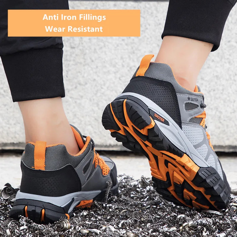 safety sneakers work man safety shoes Work shoes with steel toe anti puncture work  anti-slip boots indestructible shoes for men