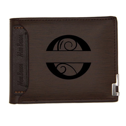 Personalized Wallet for Men Custom Wallets for Men Engraved Letter Name Leather Wallet Bifold Custom Gifts for Dad/Husband