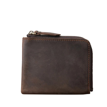 Men Genuine Leather Zipper Wallet Simple Card Holder Bag Business Wallet Portable First Layer Cowhide Coin Purse