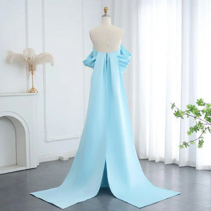 Customized Off Shoulder Evening Dresses for Women Wedding Saudi Arabia Dubai Long Formal Prom Gowns Party Baby Pink Bule Dress