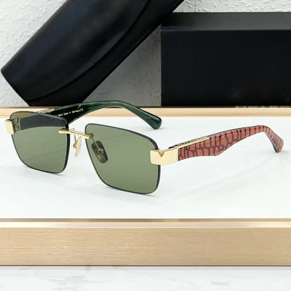 Luxury Rimless Sunglasses Irregular Square Alloy Acetate High Street Men Women Handmade in Germany UV400 THE MAGIC III with Case