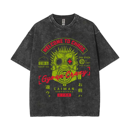Anime Dorohedoro Kaiman Washed T-Shirt Men's Women Clothing Hip Hop Gothic Y2k T-Shirt Oversized Short Sleeve Cotton Tees Tops