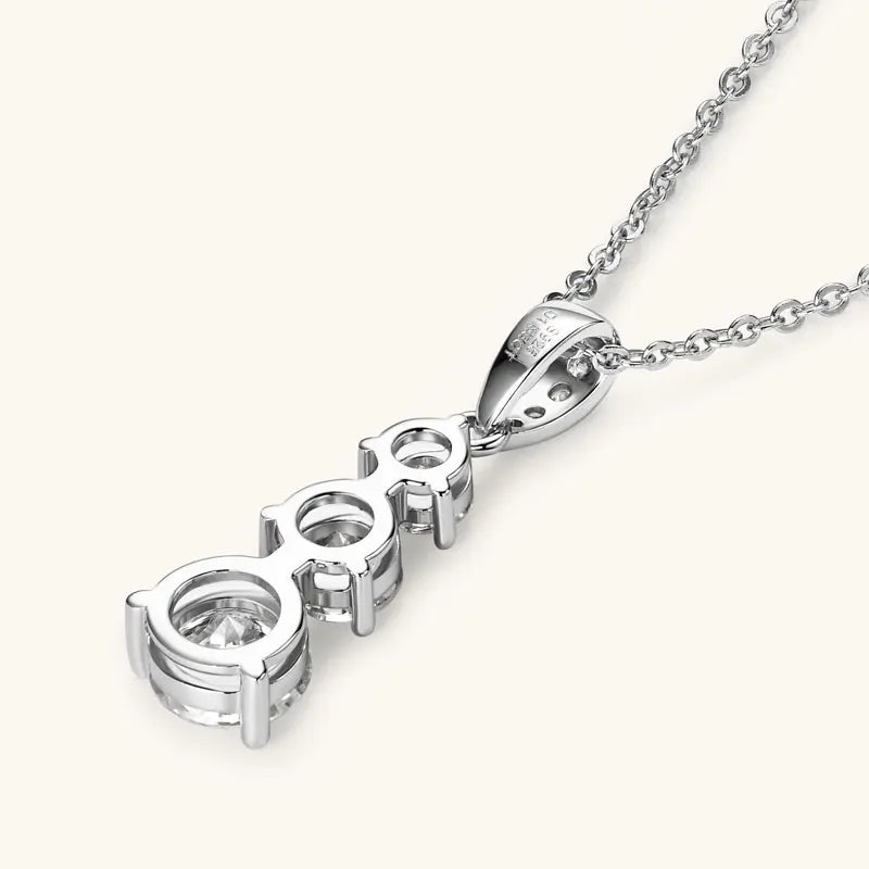 Certified D Color Three Stone Moissanite Pendant Necklace Collar Plata 925 Sterling Silver Necklaces for Women Jewelry