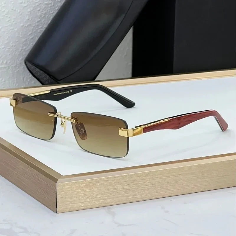Designer Boundless Sunglasses THE ARTIST I Handmade in Germany Rectangle Alloy Acetate Luxury Top Quality UV400 Unisex with Case