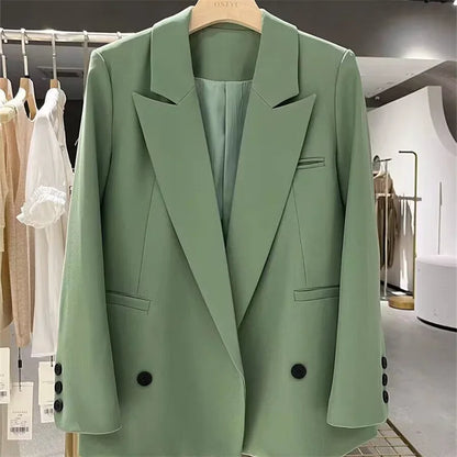 New Women Elegant Straight Suit Jacket Casual Office Lady Blazer High-end Clothes Spring Autumn Cardigan Jacket Female Outerwear