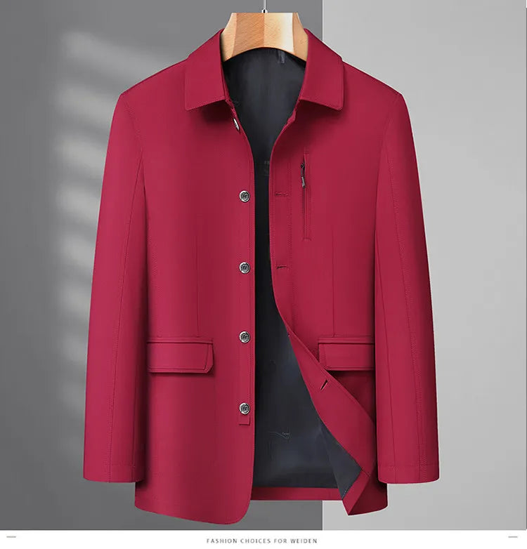 Men's Turn-down Collar Button Jacket Business Casual Outerwear for Male
