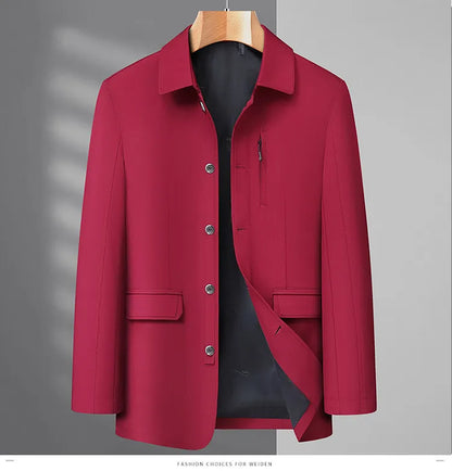 Men's Turn-down Collar Button Jacket Business Casual Outerwear for Male