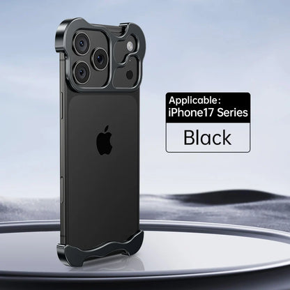 Luxury Irregular Metal Bumper Phone Case For iPhone 17 Air Pro Max Aluminum Shockproof Corner Pads Plating Ultra Thin Back Cover