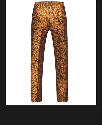 New Men Luxury Jacquard Suit Pants Fashion Wedding Party Groom Dress Trouser