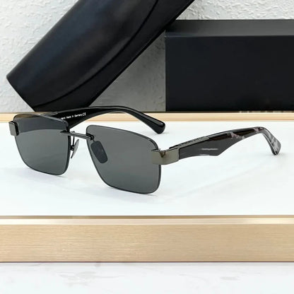 Luxury Rimless Sunglasses Irregular Square Alloy Acetate High Street Men Women Handmade in Germany UV400 THE MAGIC III with Case