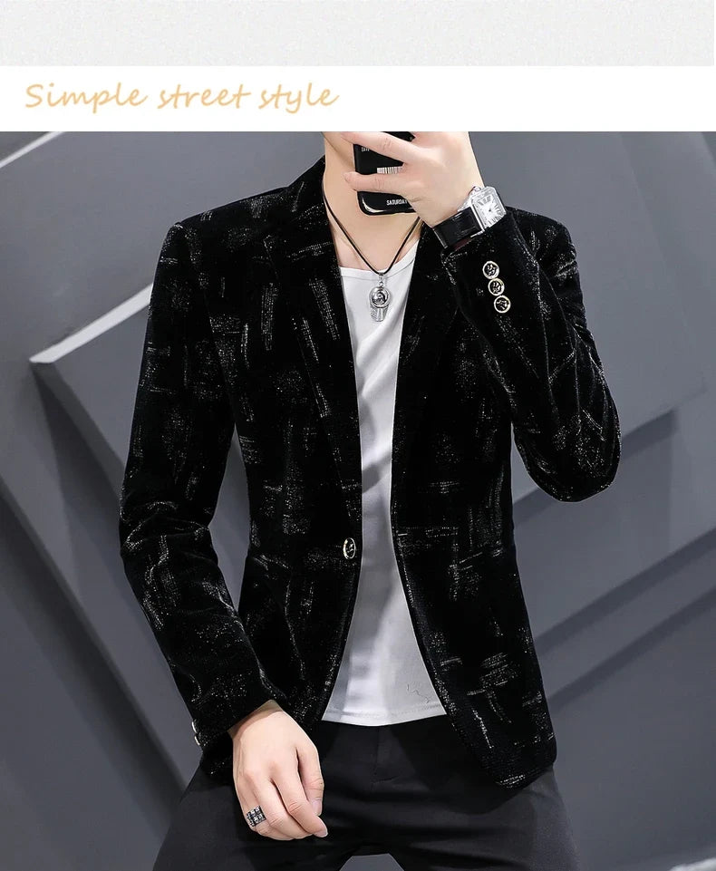 Blazer New Men's Fashion Business Corduroy Gentleman Fit Shopping Outdoor Performance Wedding Banquet Casual Blazer
