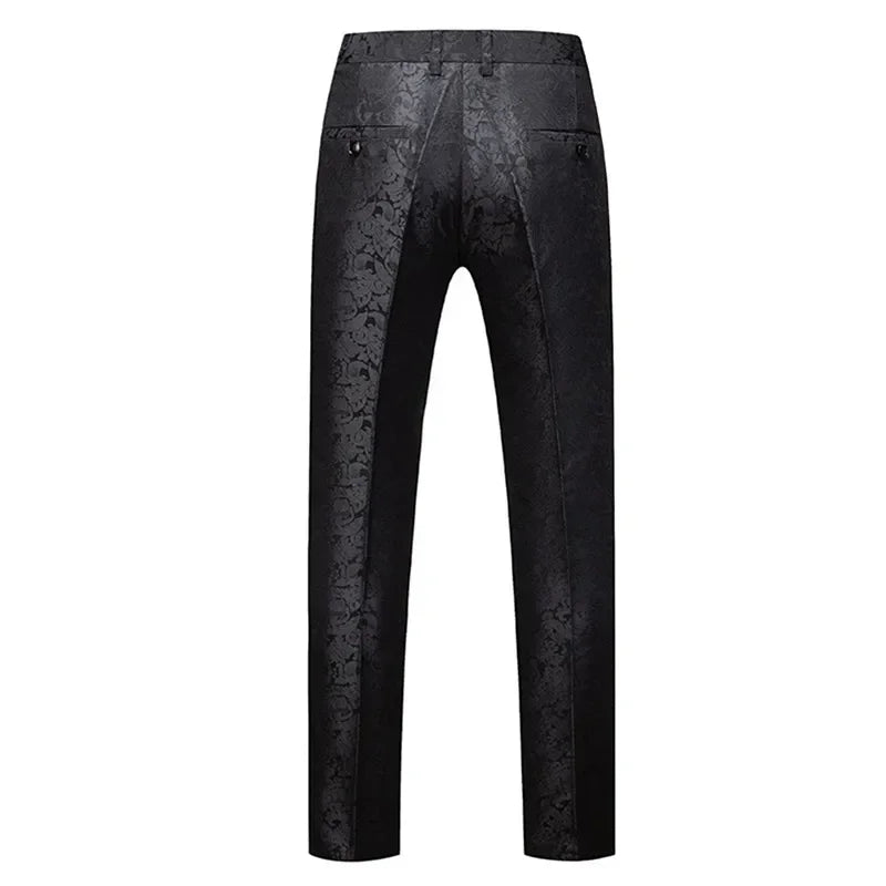 Blue Men's Suit Trousers, Jacquard Fabric Pants, Wedding Party Dress Pant, Asian Size M-5XL 6XL, Pantalones Hombre