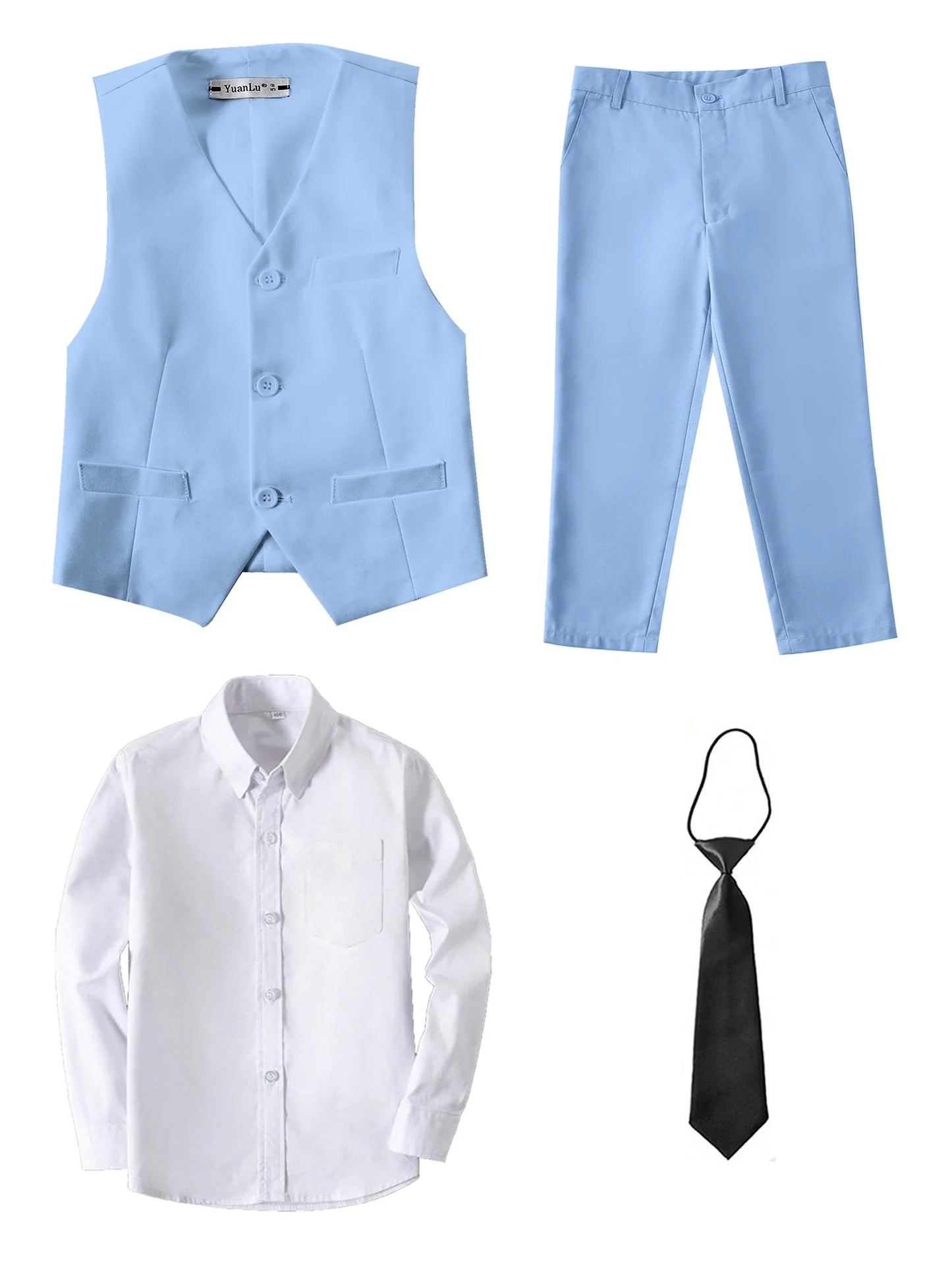 Boys Suit 4-piece Vest Pants Shirt Tie Random Casual Fashion Outdoor Activities Competition Family Party Birthday Gift
