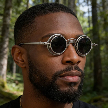 Steampunk Sunglasses For Men Metal Frame Vintage Retro Round Fashion Glasses Punk Dropshipping Gafas De Sol Lunette De Soleil