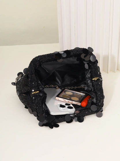 Dinner bag Fashion sequin messenger bag Women's simple handbag, large sequin clutch bag Versatile chain shoulder messeng  bag