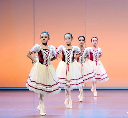 Adults Women Girls Long Ballerina Dress Kids Child Giselle Performance Swan Dance Costume Red Romantic Tutu Ballet Skirt Clothes