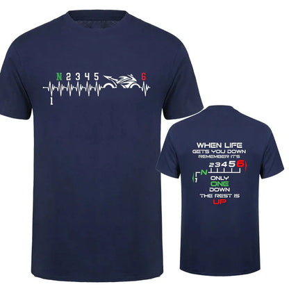 Motorcycle Gear Biker Heartbeat Print Men T-Shirts Summer Men's T Shirt Clothing Oversized Men Tshirt Graphic T Shirt