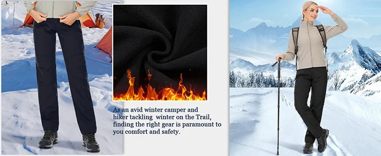 Windproof Thermal Pants for Women, Soft Trousers for Hiking, Camping, Outdoor Sports, Mountain Climbing, Travel, Winter