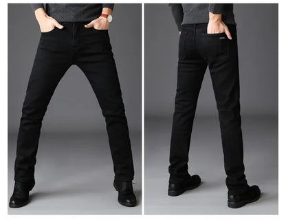 Spring Autumn Men Classic Fashion Brand Jeans Homme Man Soft Stretch Black Biker Masculino Denim Trousers Mens Pants Overalls
