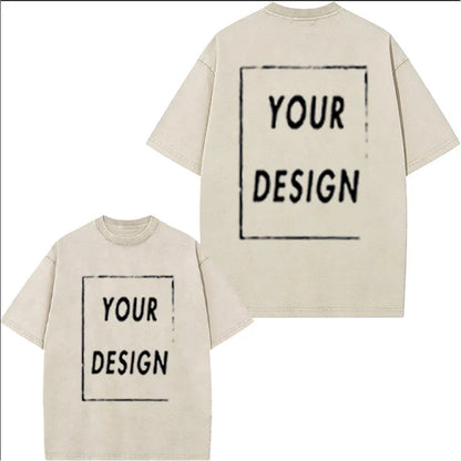 Men's and Women's Cotton Washed T-Shirt Custom Printed T-Shirt 230G Top DIY Your Favorite Pattern or Logo Fashionable Custom Top