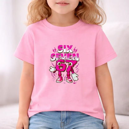 67 Children T-shirt 3-12Yrs Summer Six Seven Print Short-sleeved Cute Funny Fashion Boys Girls Toddler Top+Shorts 2PCasual Set