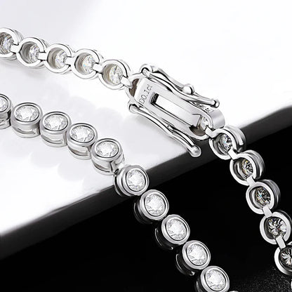GRA Certified 2/3mm Moissanite Tennis Bracelets S925 Silver Round Bubble Lab Diamond Hand Chain for Women Men Fine Jewelry