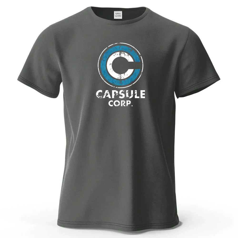 S-4XL Capsule Corp 100% Cotton Funny Printing Japan Anime Men T Shirt Tee Summer Streetwear Tops Fashion Brand Tshirt Clothing