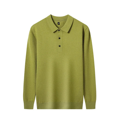 Fashion Autumn And Winter New Cashmere Sweater Men's High Quality Pullover Casual Loose POLO Knitted Bottom Shirt Jacket Shirt