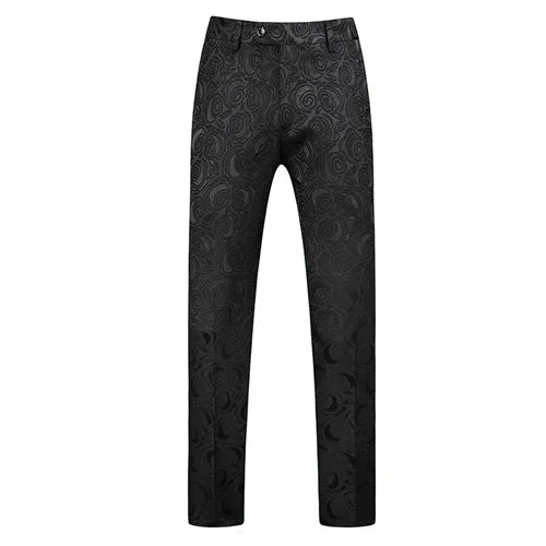 Fashion Men Luxury Jacquard Suit Pants White / Black / Pink Trend Male Groom Wedding Prom Party Dress Trousers