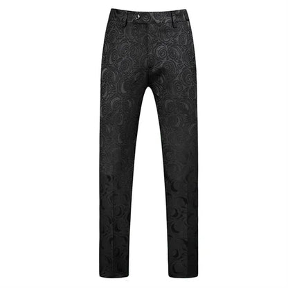 Fashion Men Luxury Jacquard Suit Pants White / Black / Pink Trend Male Groom Wedding Prom Party Dress Trousers