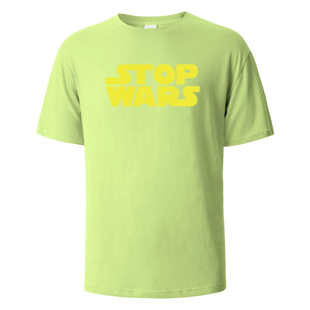 Stop Wars Printing Men‘s T-shirt Street Casual Breathable Tees 100% Cotton Funny Tops Street Oversized T-Shirts For Men Women