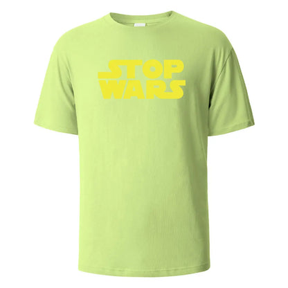 Stop Wars Printing Men‘s T-shirt Street Casual Breathable Tees 100% Cotton Funny Tops Street Oversized T-Shirts For Men Women