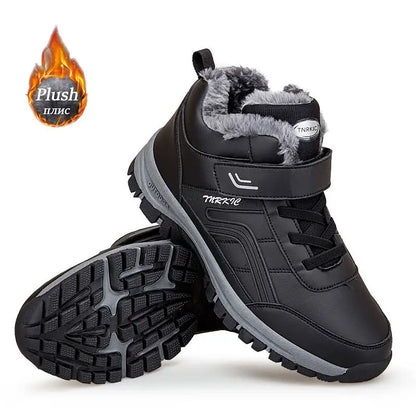 Winter Men Boots PU Leather Snow Boots Man Plush Warm Causal Shoe Waterproof Men Boots High Quality Male Sneakers Ankle Boots