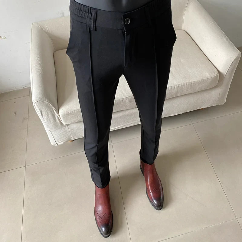 Summer New Light Thin Solid Color Suit Pants High Quality Slim Fit Stretch Trousers Men's Formal Business Social Dress Pants