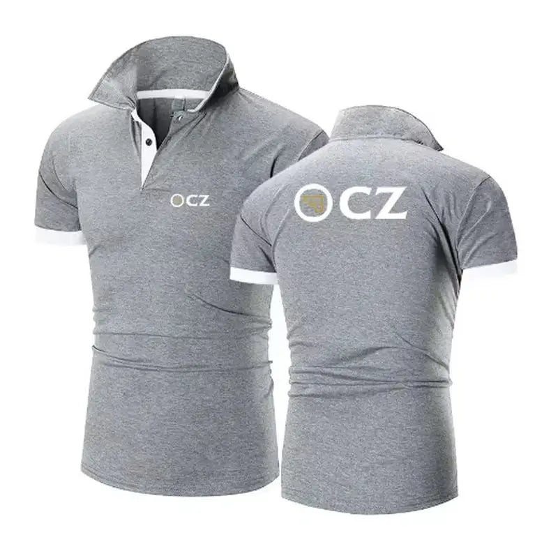 CZ Ceska Zbrojovka 2025 Men's New Summer Hot Sale Fashion Cotton Breathable Polos Shirt Casual Solid Color Slim Fit Top Clothing