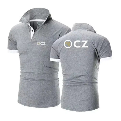 CZ Ceska Zbrojovka 2025 Men's New Summer Hot Sale Fashion Cotton Breathable Polos Shirt Casual Solid Color Slim Fit Top Clothing