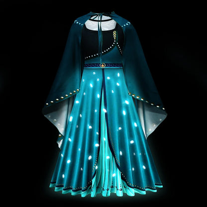 2025 Evening Party Girls LED Lights Elsa Anna Kids Princess Dress Coslplay Halloween Luminous Prom Gowns