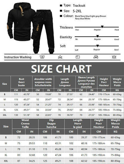 Men's Sportswear Solid Color Joggers Hoodie Sweatshirts and Long Pants 2 Piece Set Fashionable Casual Sports Set Men's Tracksuit