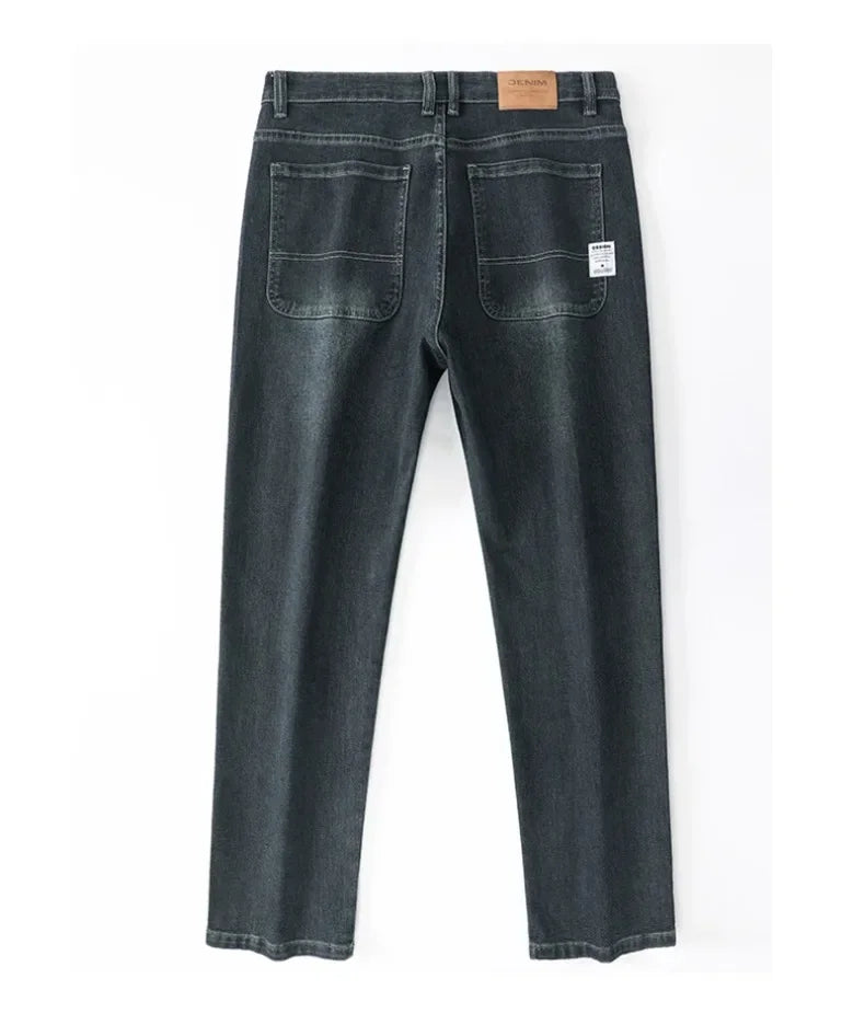 2025 New Autumn and Winter Men's Jeans Loose Comfortable Straight Business Casual Versatile Wide-leg Business Trousers