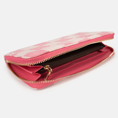 Women Handbag Chessboard Pattern Long Wear Resistant Denim Retro Large Capacity Multi Card Niche Luxury Versatile Wallet