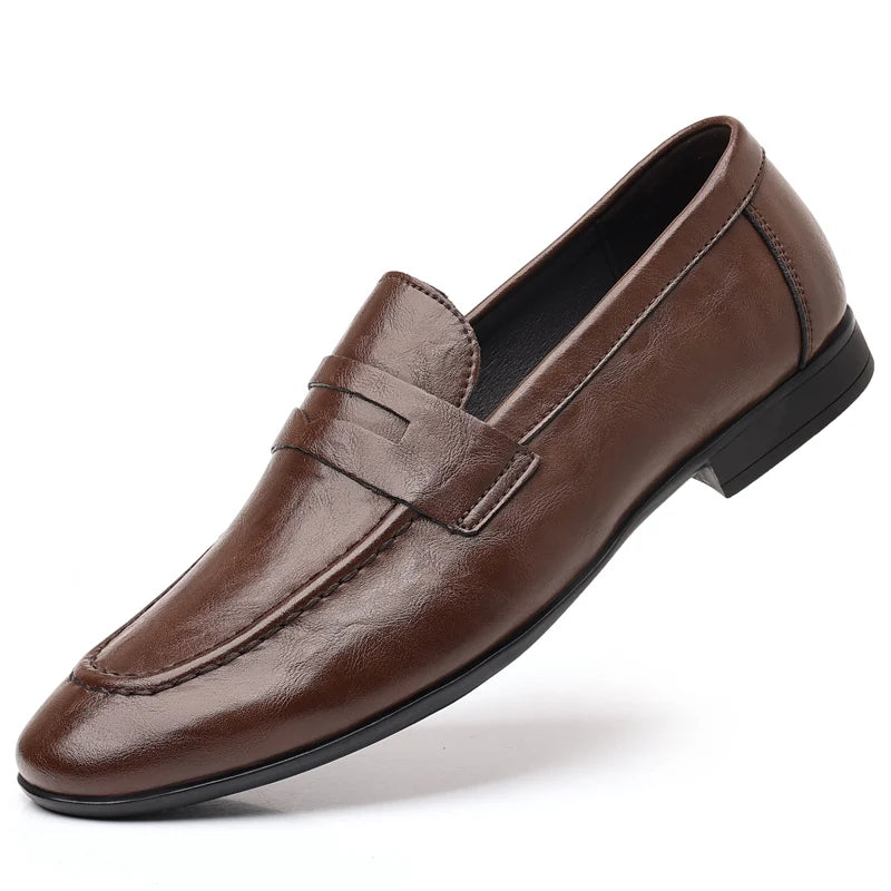 Italian Men High Quality Casual Leather Loafers Casual Business Office Shoes Comfy Outdoor Slip On Flats Fashion Driving Shoes