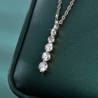 GRA Certified D VVS1 Full Moissanite Diamond 5-Stone Pendant Necklace for Women Girls Chain Neck Jewelry Gifts Collares