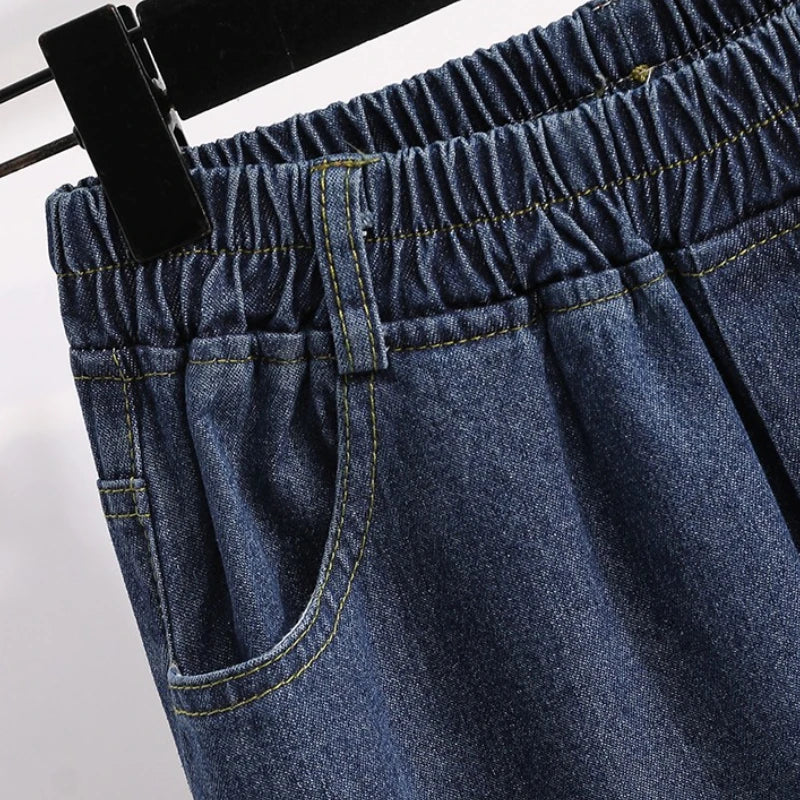 2026 Plus Size Jeans Spring Autumn High Waisted Straight Leg Women's Oversized Pants Loose Casual Wide Leg Jeans With Pockets
