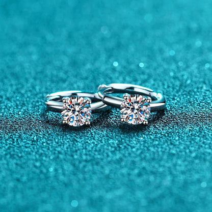 1ct Moissanite Hoop Earrings S925 Sterling Silver with 18k White Gold Plated Diamond Gem Earring for Women Jewelry Gifts