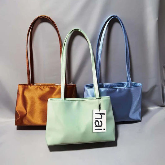 2026 Luxury Shoulder Bags Silk Women's Handbag Square Underarm Bag Ins Famous Brand Commuter Bag Contrasting Color Macaron Totes