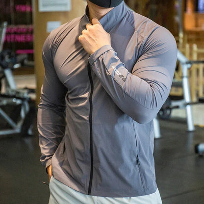 Men's Running Training Elastic Coat Outerwear Gym Tights Jacket Outdoor Cycling Sweatshirt Dry Fit Breathable Compression Tops