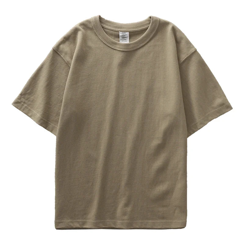 11.2oz Heavyweight 100% Cotton T-Shirt Men's Casual Solid Color Short-Sleeved White CrewNeck Thick Tops Unisex.