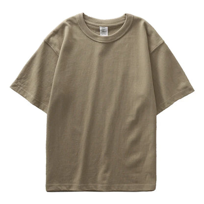 11.2oz Heavyweight 100% Cotton T-Shirt Men's Casual Solid Color Short-Sleeved White CrewNeck Thick Tops Unisex.